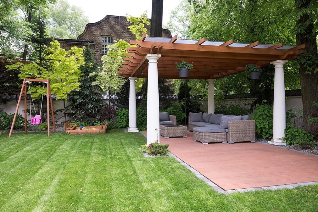 Beauty garden with modern gazebo